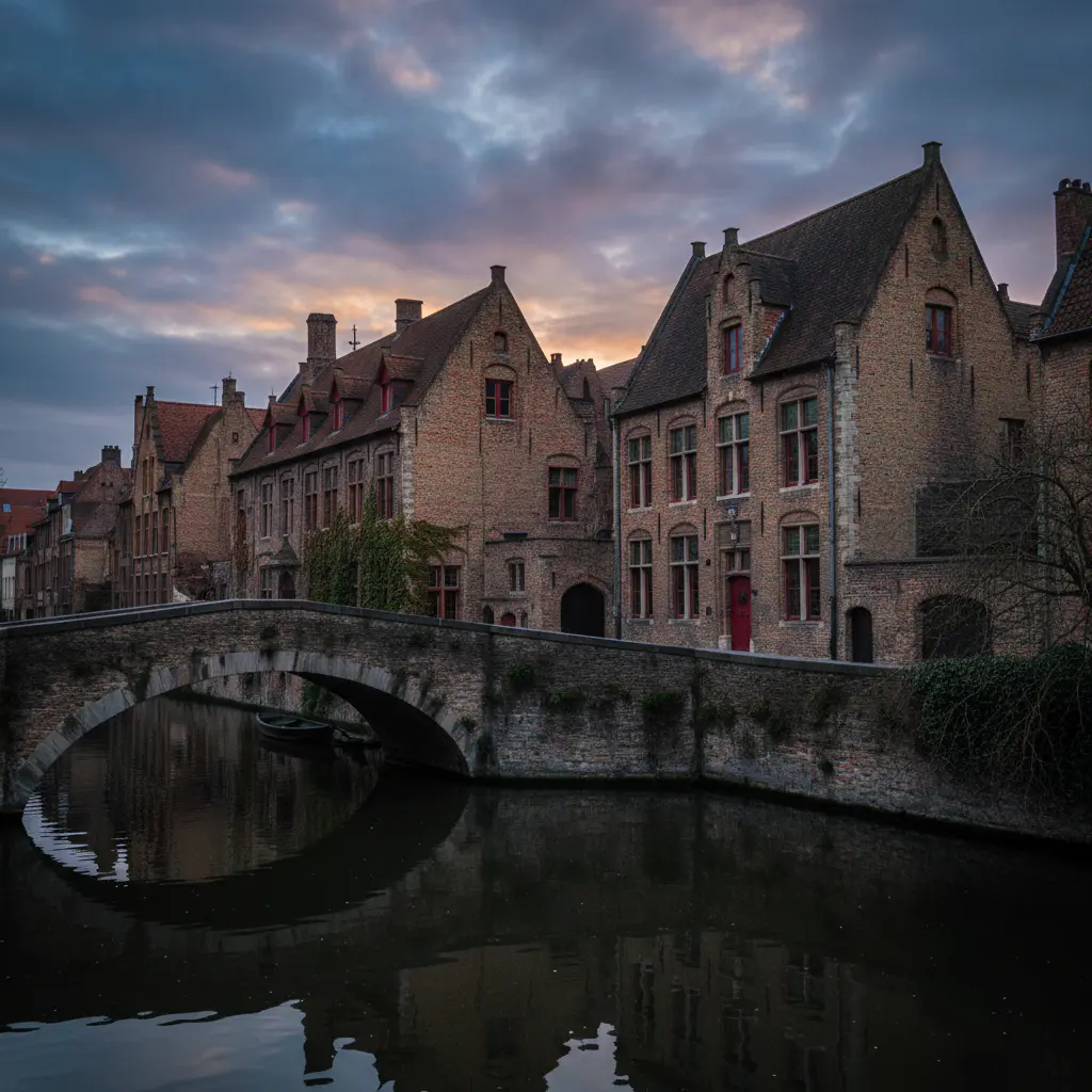 Brugge kanaal met stenen brug