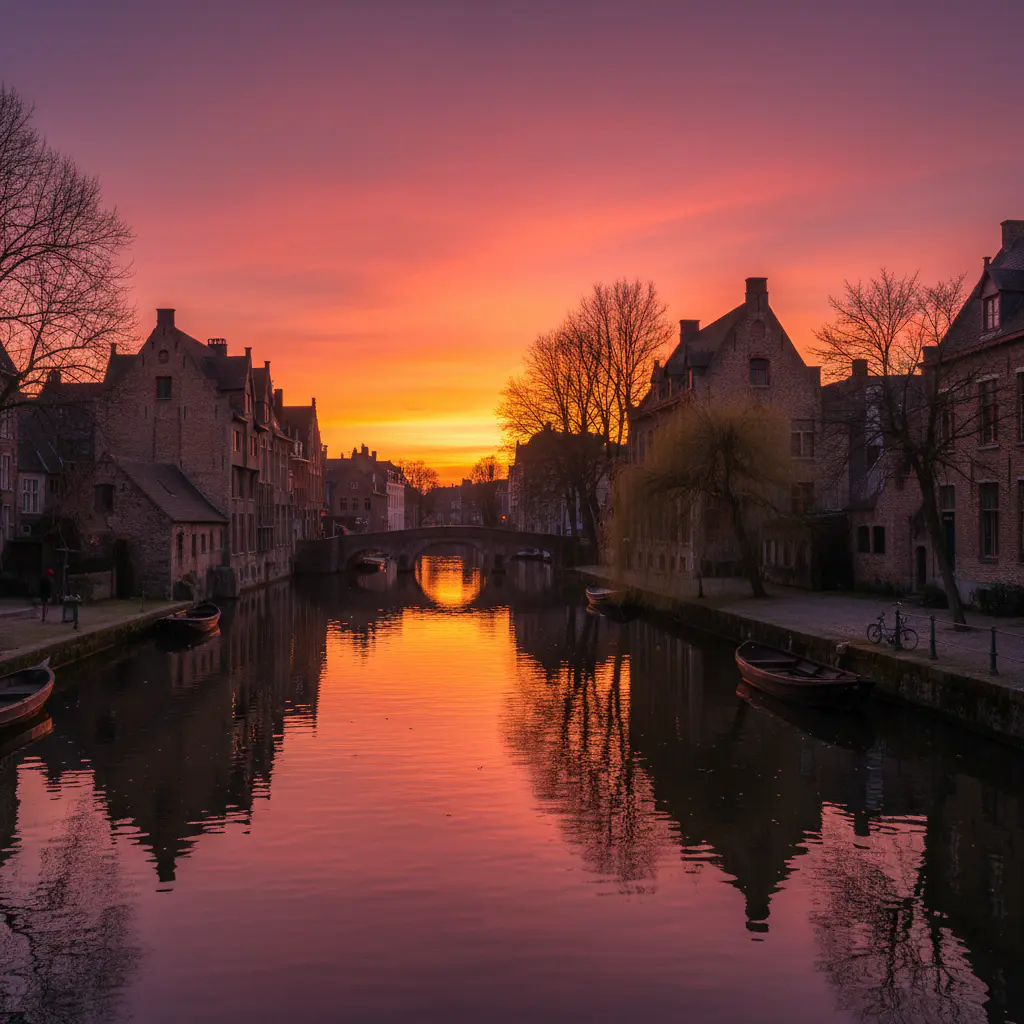 Zonsondergang over het kanaal