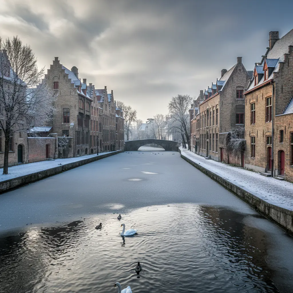Winters tafereel aan het kanaal