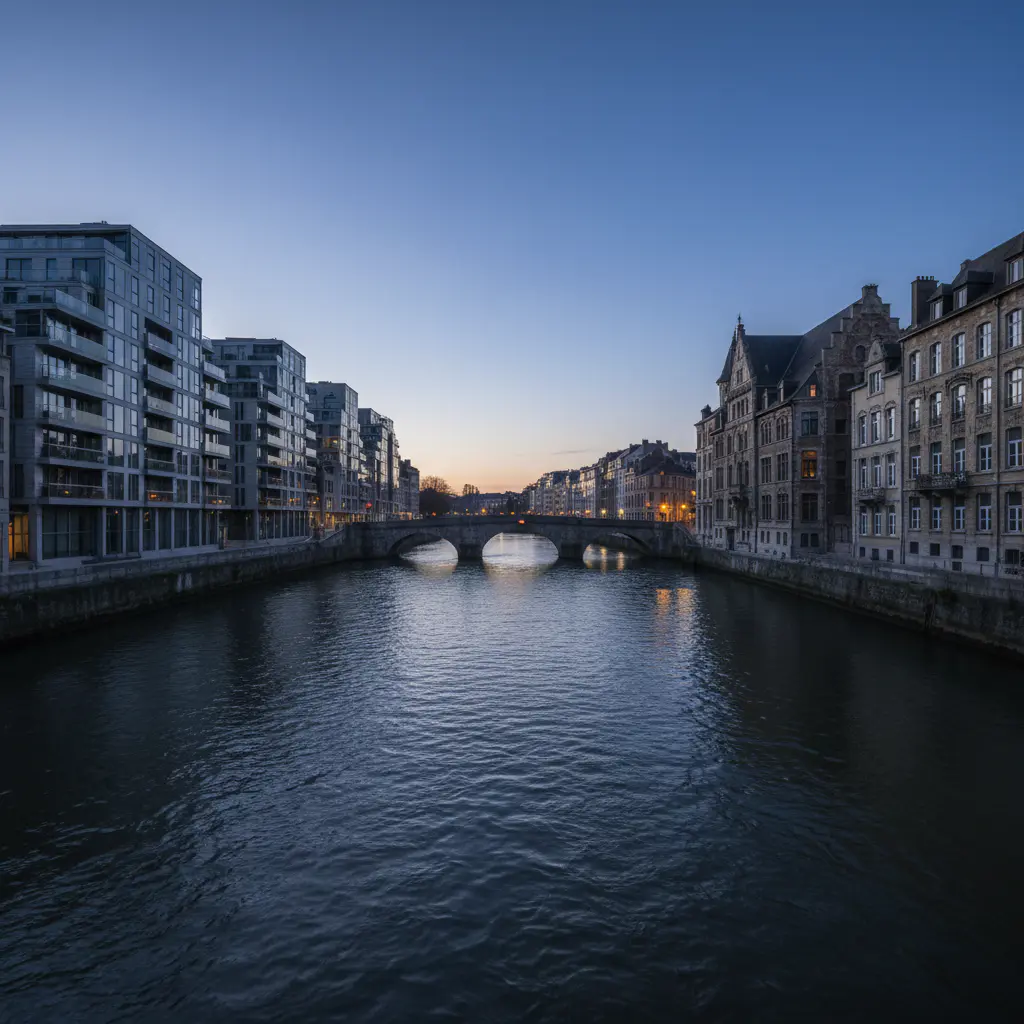 Maas in Luik met architectuur